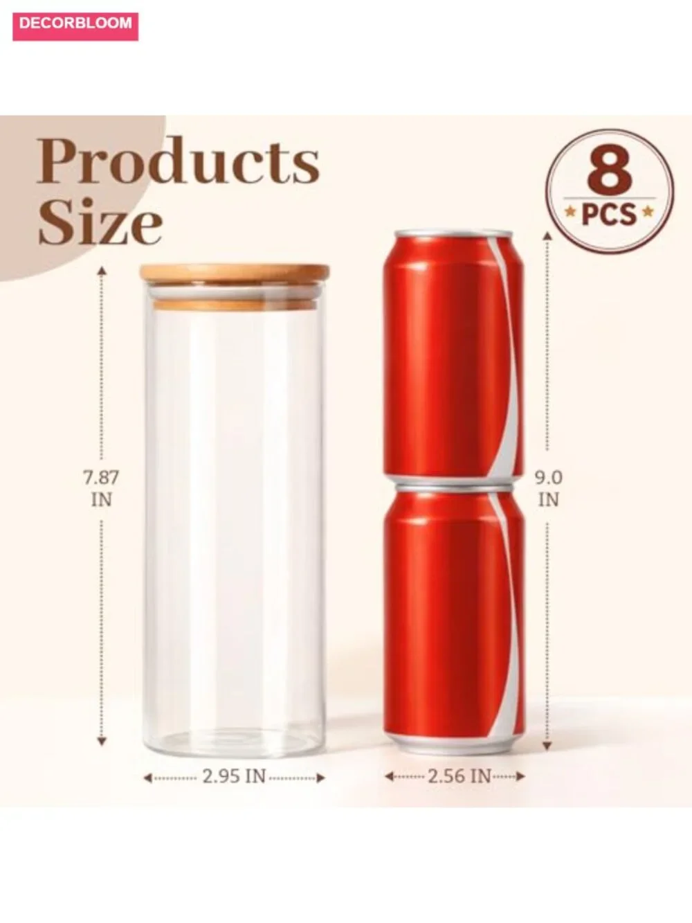 Glass Food Storage Containers with Bamboo Lids Set of 8